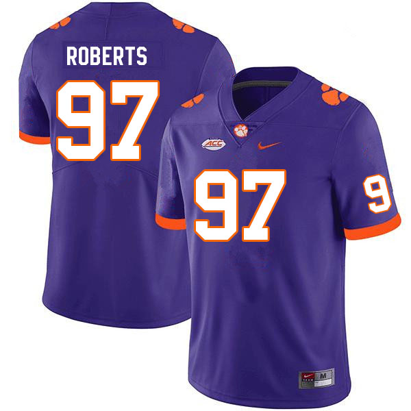 Men #97 Andrew Roberts Clemson Tigers College Football Jerseys Sale-Purple - Click Image to Close